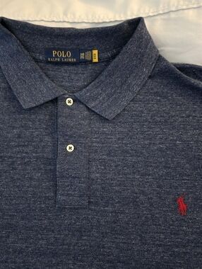 Polo by Ralph Lauren Men's Heather Navy Polo with Red Pony